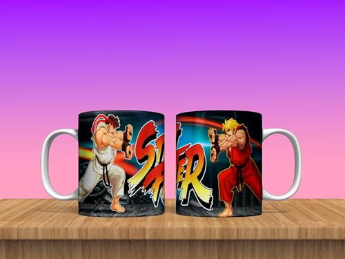 Ceramic mugs with retro video game print on PIXEL ART (Street)