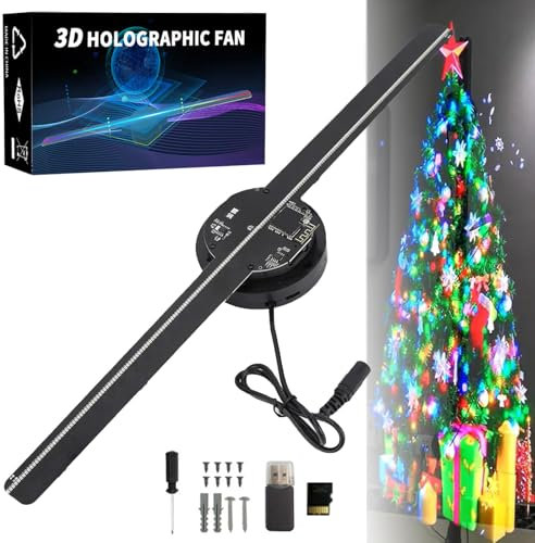 3D Hologram LED Fan Projector, Christmas Tree Holographic Display with APP Remote, Wi-Fi LED Holographic Display