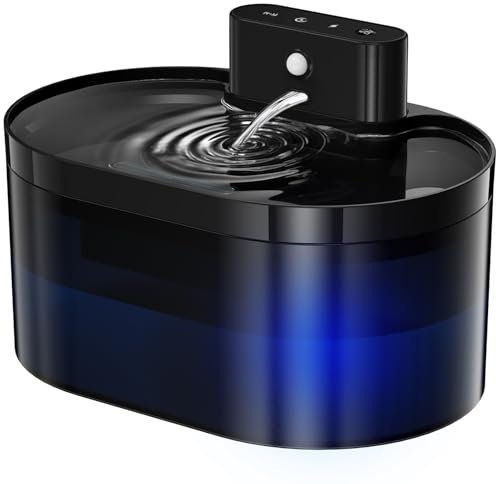 Ehomfory Katzenbrunnen Kabellos, Batteriebetriebener Trinkbrunnen für Katze mit Bewegungsmelder, 2.2L Katzentrinkbrunnen Leise Ohne Strom, Automatisch Wasserspender Katzen