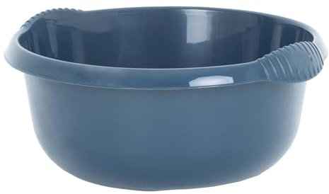 Plastic Washing up Bowl 32cm Round Basin Bowls with Moulded Handles Navy Blue Multi-Purpose Kitchen Vegetable Washing Bowls Sink Tidy Organizers