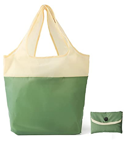 Giwnhvx Large Capacity Waterproof Folding Shopping Bag Eco-Friendly Japanese Style Waterproof for Travel Grocery Bags Green