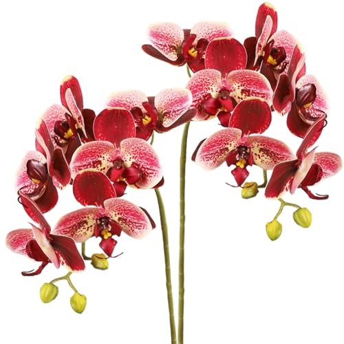 2pcs Faux Orchidee, Orchideen künstliche Blumen 27,6 Zoll realistische künstliche Orchideen mit geringer Dekoration von Wartungsstätten für Vase Wedding Party Home Gartendekoration für Vase Hochzeits