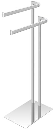 Piantana Porta Asciugamani Da Appoggio Per Bagno In Acciaio Cromato Linea Style, L 20 x P 30 x H 70 Cm, Dotata Di 2 Braccia Porta Salviette