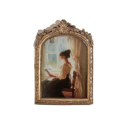 GIJMZY Bilderrahmen Vintage Fotorahmen Relief Bild Bogen Hochzeit Fotorahmen for Home Decor Wohnzimmer Schreibtisch Dekoration Luxus Schnitzerei(L)