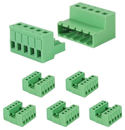 ALAMSCN 5 Sets 5 Pin Steckbare Klemmen 5.08mm Teilung PCB Mount Screw Klemmenblock PCB Schraubklemme 2 Pin 3 Pin 4 Pin Steckdosen-Panel-Montage zum Selbermachen
