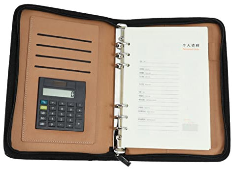 jojofuny taccuino calcolatrice astuccio con cerniera astuccio con zip taccuino del campus piccolo taccuino con cerniera sciolto taccuino aziendale responsabile dell'agenda di viaggio Black