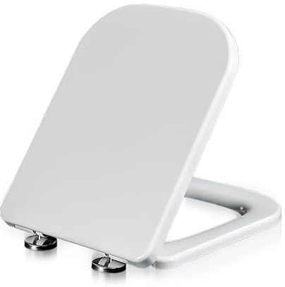 Toilet Lid with Soft-Close Mechanism Soft Close Square Toilet Seat Soft Close Quick Release Suitable for Any Toilet (White, 34X45cm)