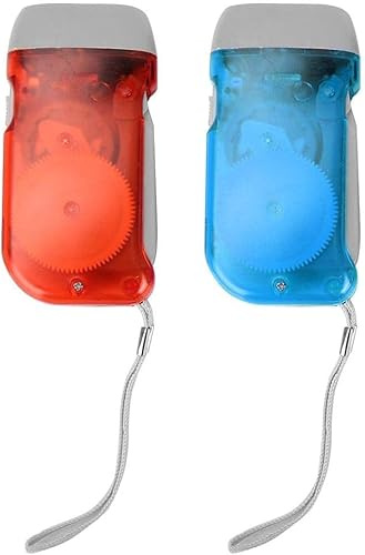 CYSFETENA 1 Paar Camping taschenlampe handkurbel,ABS Material LED Outdoor taschenlampe notfallvorsorge,Mini Tragbare kurbeltaschenlampe für Camping Wandern Outdoor (Rot+Blau)