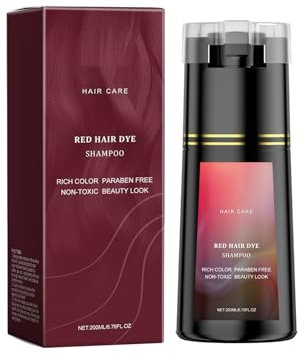 Shampoo Schwarze Haare, Black Hair Dye Shampoo 3in1, Haarfarbe shampoo,Grey Attack shampoos Anti Grau Effekt Farbshampoos Gegen Graue haare für Coloriertes für Frauen und Männer,200ml (Rot)