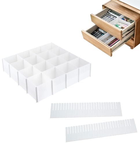 SNZ Schubladentrenner 12er Set aus PP Material - Verstellbare Schubladenteiler & Organizer (35x7 cm) für Küche, Bad, Büro, Kleiderschrank - Langlebige Trennwände für Schubladenordnung