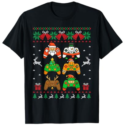 Lustiger Gaming-Weihnachtspullover für Kinder und Jungen, niedlich T-Shirt