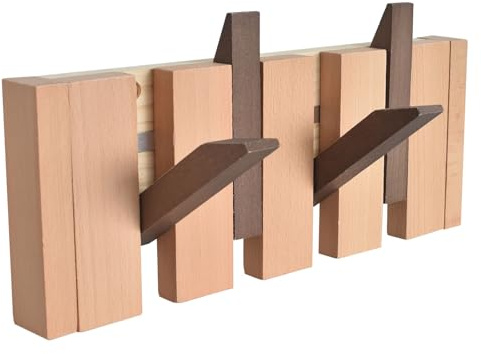 Homirty Garderobenleiste Holz im Rustikalen Stil mit 4 Haken, Garderobenhaken Holz Wand, Flur Wandgarderobe Klappbare, Faltbarer Kleiderhaken Wand für Jacken, Hüte und Handtaschen, Bohren oder Kleben