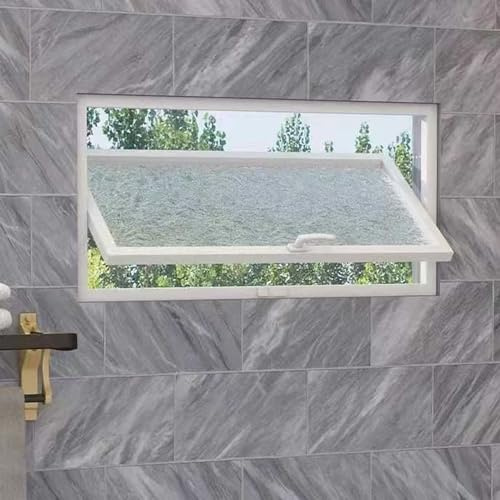 WEKONUMEX Bewegliches Keller-Schiebefenster, 360°-Drehfenster mit Sicherheitsglas und Aluminiumrahmen in Schwarz und Weiß, Verschiedene Größen(White,40x30cm/15.7x11.8in)