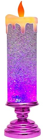 Bortivier LED-Weihnachtskerzen, Farbwechselnde LED-Wasserkerze mit Glitzer, Flammenlose LED-Kerzenbeleuchtung, Schreibtisch, Tisch, Einfach zu Verwenden, Rosarot