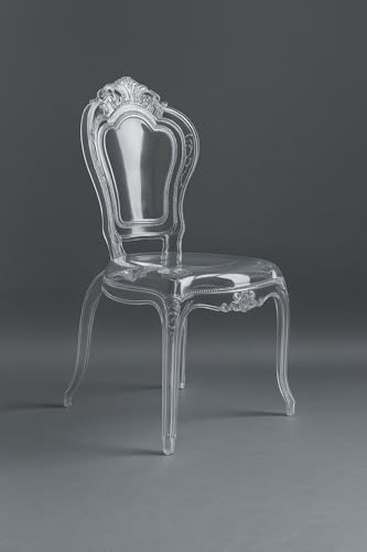 Biscottini Transparenter Barockstuhl aus Polycarbonat – Sessel mit Kristall-Effekt – Stühle aus Kunststoff Luigi XV Modern – eleganter Stuhl für Esszimmer, Küche, Wohnzimmer, Restaurant und Events