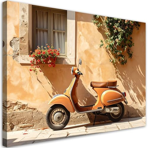 Feeby Leinwand Bilder - Bild Wohnzimmer - Vespa-Roller Toskana - 30x20 1tlg - Deko Schlafzimmer Groß - Dekoration Canvas - Gemälde - Modern Wandbilder - Kunstdruck