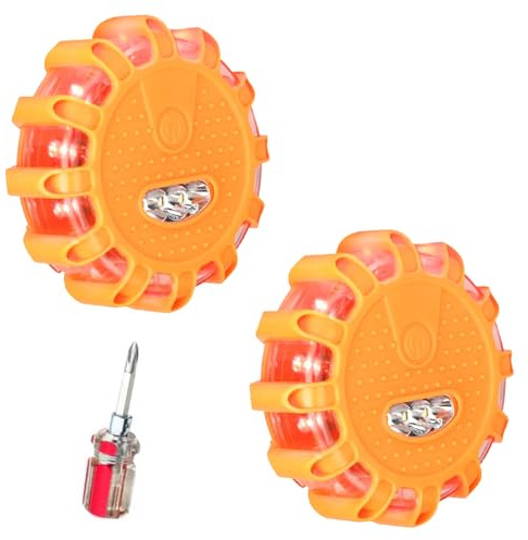Dhqkqg Warnleuchte, 2 Stück Warnleuchte mit Magnet, Haken, und 9 Blinkend Leuchtmodi, Orange