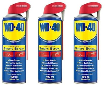 Multi-Use Lubricant Spray with Dual-Action Smart Straw, Silicone Free, 400ml, Pack of 3