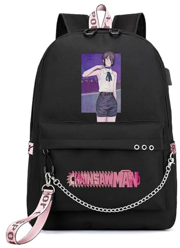 Huacaiyu Unisex Denji Merch Rucksack Cartoon Anime Pochita Reze Schulrucksack Haikyuu Anime Studenten Schulranzen Casual Laptop Rucksack für Manga Fans Cosplay Geschenk Schwarz