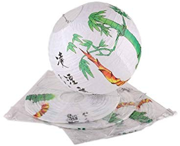 lachineuse - 4er Set chinesische Laternen - Deko-Kugeln - Bambus-Muster - für draußen geeignet - asiatische Atmosphäre - Papier - Mehrfarbig - Ø 35 cm - dekorative Geschenkidee China, Asien