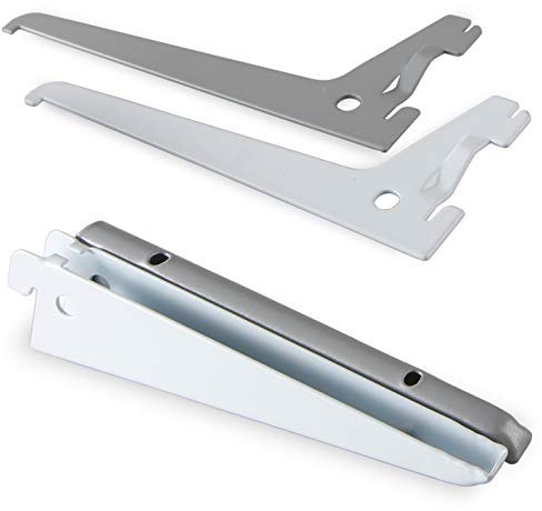 PRIOstahl® Regalträger 10 Stück - 220mm silber 2-Reihig Regalsystem für Wandschiene Regalhalter