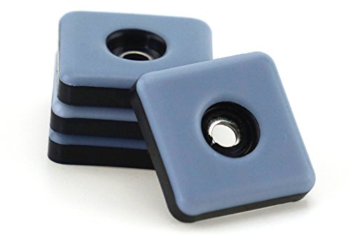 16 Stück Teflon-Möbelgleiter 25 mm x 25 mm – 5 mm dick inkl. Schraube 3,5 mm x 20 mm | PTFE-Beschichtung | Teflongleiter | Möbelgleiter | Stuhlgleiter Graublau