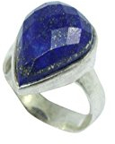 Rajasthan gems 925 Sterling Silber Damen Ring echter natürlicher Schachschnitt Lapiz Stein Größe S