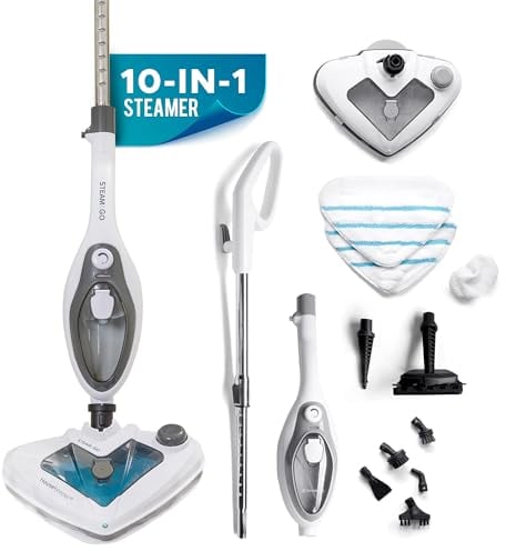 Steam and Go Steam Mop Floor Steamer with Handheld Steam Cleaner for Tile and Grout, Hardwood Floors, Laminate, Glass, Fabric, Upholstery, Garments, Metal, Carpet, Granite, and Countertops