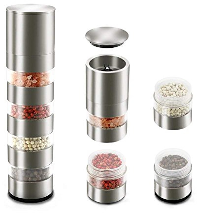GuardGal - Molinillo de Especias Profesional para Molinillo de Pimienta, cerámica de Acero Inoxidable sin BPA para Pimienta de mar y Otras Especias