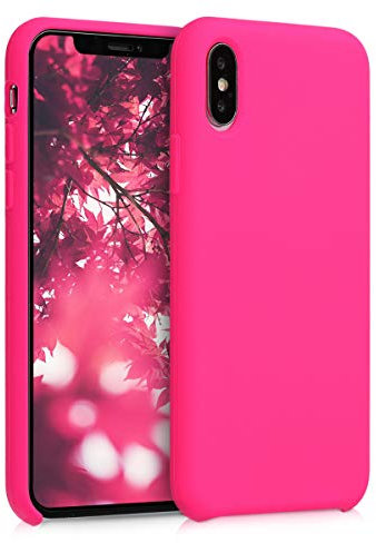 kwmobile Cover per Apple iPhone XS Custodia - Back Case per Smartphone in Silicone TPU - Protezione Gommata - rosa shocking