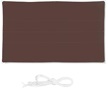 Relaxdays Toldo Vela Rectangular, Impermeable, Protección Rayos UV, con Cuerdas para tensar, 4x6 m, Marrón
