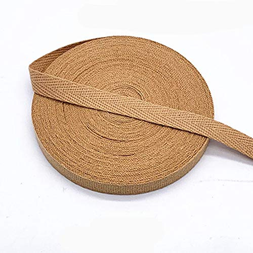 Egurs Bunt Gurtband aus Baumwolle 45m x 10mm Weich Gewebt Twill-Band Baumwollband Baumwollkordel Schrägband zum Nähen Braun