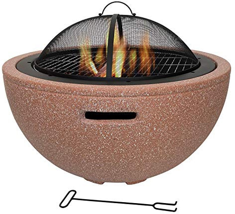 VEDKYY Brasero Exterieur, Jardin Terrasse, Brasero Barbecue Pierre, Haut, en Fonte, Grande, Charbon De Bois, Barbecook, Brazeros Exterieur Grill Camping, Brasero Plancha Transportable Φ 80Cm,Laiton