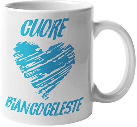 CHEMAGLIETTE! Tazza Stampata Divertente Idea Regalo Mug Tifosi Laziali Con Stampa Cuore Biancoceleste
