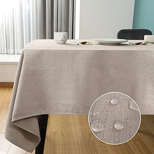 SEASHORE TREE Tischdecke Leinen Leinenoptik Tischdecke Abwaschbar Tischtuch Leinen Tischläufer Tischwäsche Eckig Wasserdicht Tischdecke Beige 120 x 160 cm
