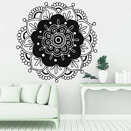 QIANGTOU Vinyl Wandtattoo Indien Henna Blume Wandaufkleber Abstrakte Dekoration Wohnzimmer Schlafzimmer Hintergrund Wand 54x54cm