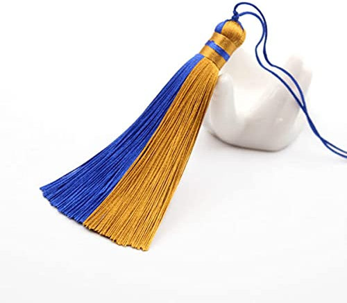 7pcs Quaste EIS Seide Polyester Antik Geprägtes Revers Hängende Spike Schmuck Dekoration Kleidung Zubehör DIY Geschenkbox Handwerk-Blaugold