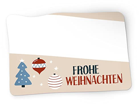 itenga 50x Geschenkaufkleber Frohe Weihnachten Aufkleber rechteckig beschriftbar für kurze Texte Namensschild Geschenkeaufkleber Etikett Sticker (Motiv Baumschmuck)