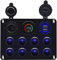 GIDREN Pannello Interruttori 8 Gang con 2 USB e Voltmetro Controllo LED Rocker IP68 Impermeabile 12V / 24V per Auto, Barca e Marina (BLUE)