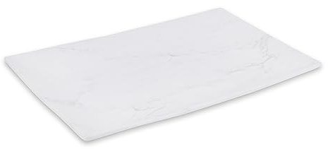 LeadingWare 9079 Gently Ridged Marble Blanc 8.75 x 13.75 Melamine Rectangular Plate