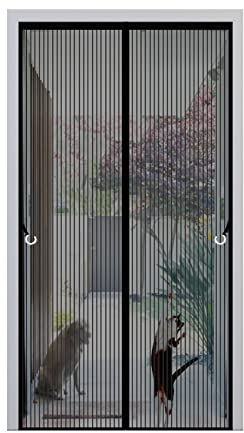 Fliegengitter Magnet Tur 80 x 215 cm Fünf Jahre Qualitätssicherung Insektenschutz mit allen Größen Klebemontage Ohne Bohren Katzen Sicher für Balkontür, Kellertür Terrassentür, Schwarz, 22451