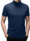 Herren T-Shirt Kurzarm Basic Mock Rollkragen Slim Fit Unterhemd Pullover Thermo Solid Tops, Marineblau, XL
