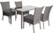 Mendler Poly-Rattan Garnitur HWC-G19, Sitzgruppe Balkon-/Lounge-Set, 4xStuhl+Tisch, 120x75cm - grau, Kissen dunkelgrau