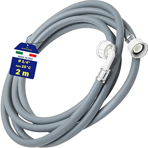 Dishwasher and Washing Machine Hose 2 m for Water Inlet for Temperatures up to 25°C Pressure from 20 to 60 Bar Connection is Straight and Angled Ø 3/4 - Made in Italy - MONTERAL