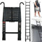 3.8M Telescopic Ladder Extendable Multi-purpose Ladders, Aluminum Folding Telescopic Extension Ladder w/Detachable Hook, Portable Camper Van Telescoping Step Ladder Compact Loft Ladder, 330lb Capacity