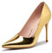 GENSHUO High Heels Pumps for Women Closed Toe,Sexy Pointy Stiletto Heels 4 Inch,Party Prom Dress Pump Shoes, Gold, 6 UK