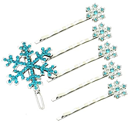 Beavorty 6pièces Lot De Épingles à Cheveux Et Broche Flocon De Cristal Argenté Pour Femme Accessoire Coiffure Mariage Bleu