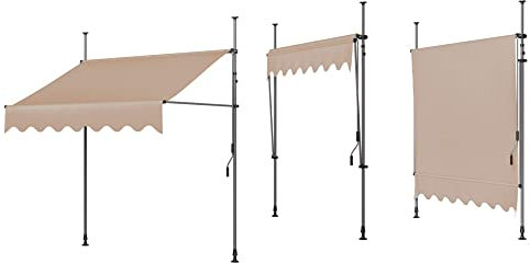 ZZYYZZ Klappbare Markise mit Beinen, freistehender Sonnenschutz, L x B 300 x 120 cm, höhenverstellbar von 200 cm bis 300 cm, UV-Regen-Schnee-Schutz, für Garten, Balkon, Café