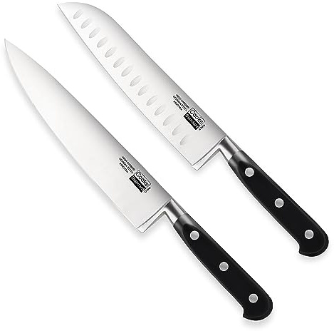 Cooks Standard High Carbon Stainless Steel Knife Set 2-Piece, 8 Chef’s Knife and 7 Santoku Knife Classic Sharp Kitchen Knives Set, Ergonomic Handle