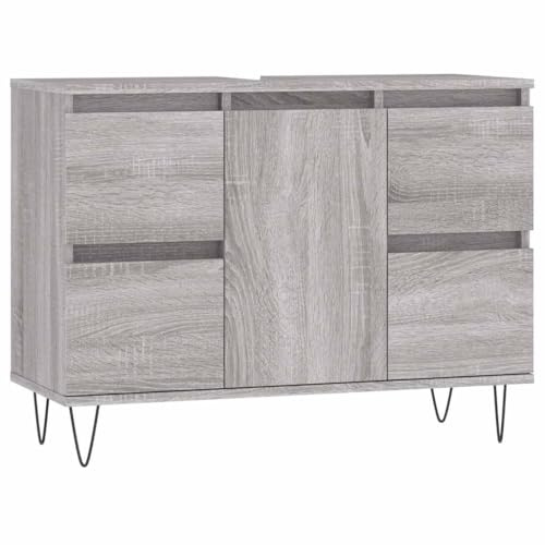 vidaXL Badschrank Grau Sonoma 80x33x60 cm Holzwerkstoff